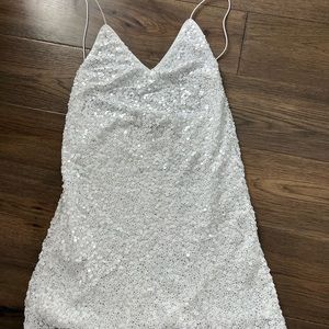 Lulus white backless sequin mini dress